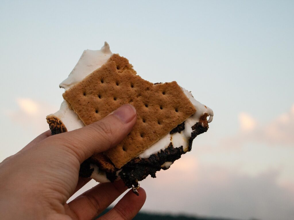 a person holding a smore
