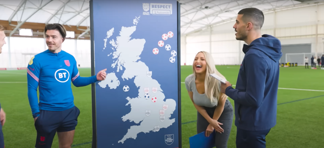 Jack Grealish stood next to England Map