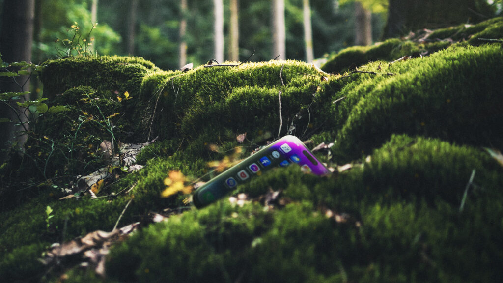 An iPhone on the ground