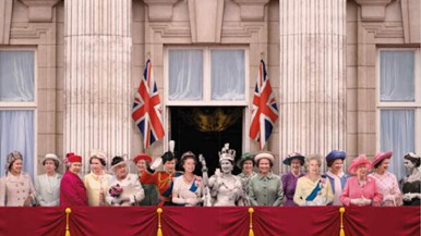 Images of the queen on the balcony from different time periods