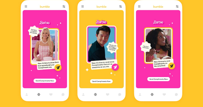 Three Barbie x Bumble iPhone screenshots