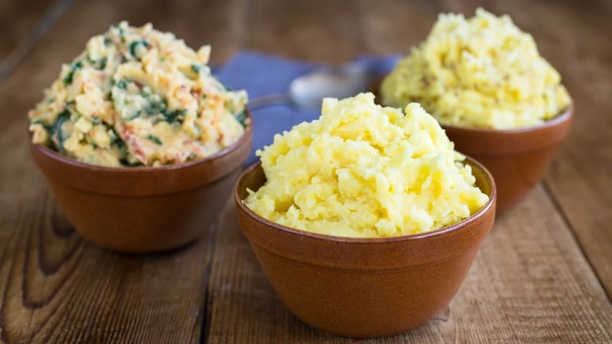 Three bowls of mash potato